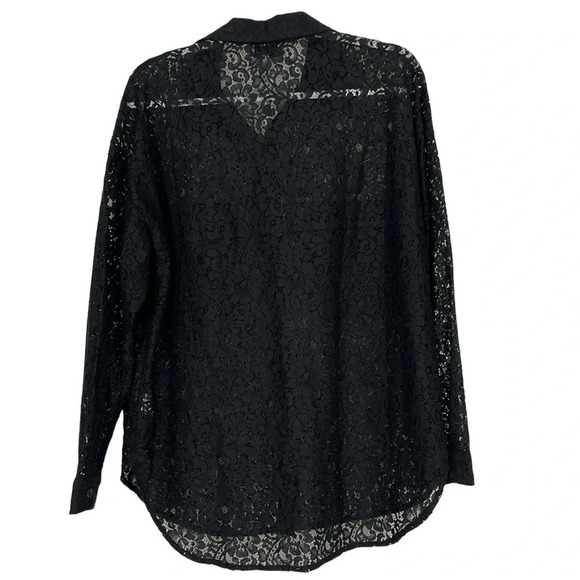 ACOA Collection New Women’s Small Floral Lace Long Sleeve Button Up Top - Picture 2 of 8